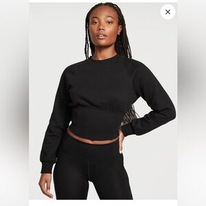 SOLD! 
Victoria's Secret Black Cropped Fitted Long Sleeve Sweatshirt